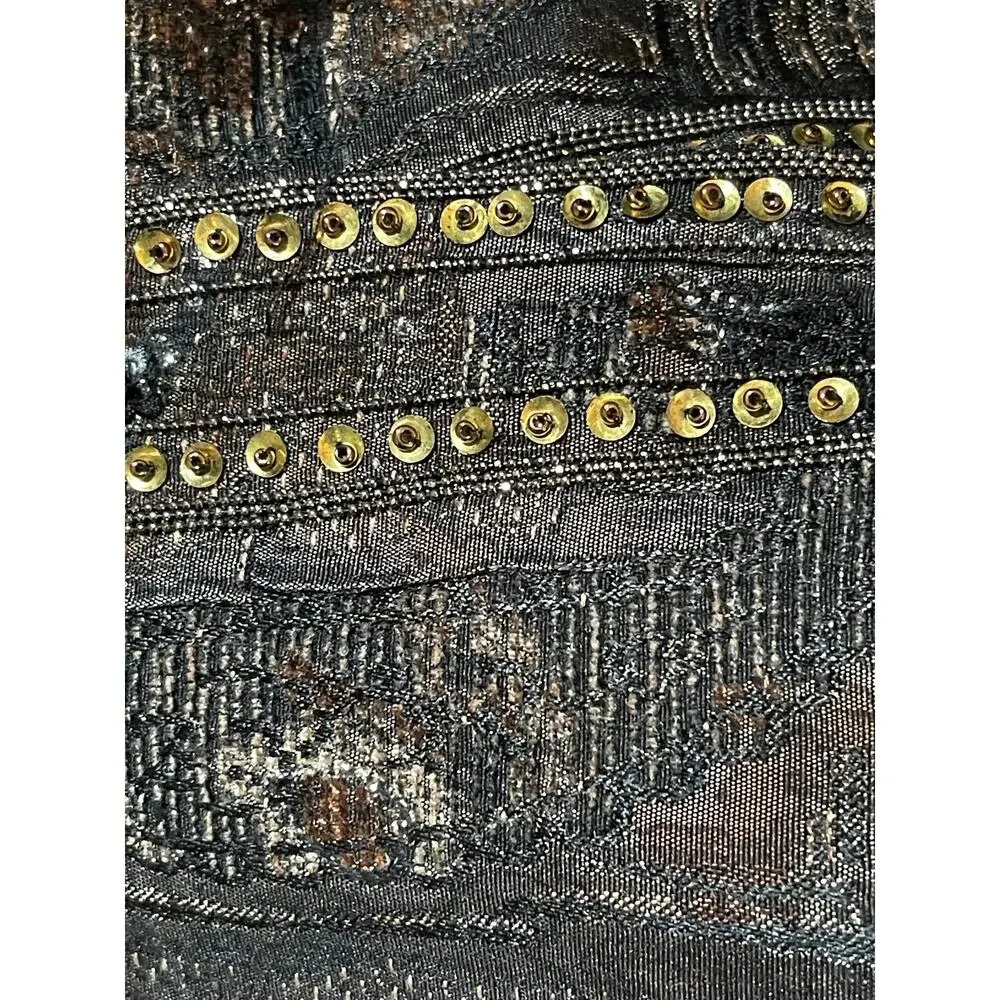 Chico's Womens Size Medium Dressy Brown Black Shimmer Sequin Bead Blazer Jacket